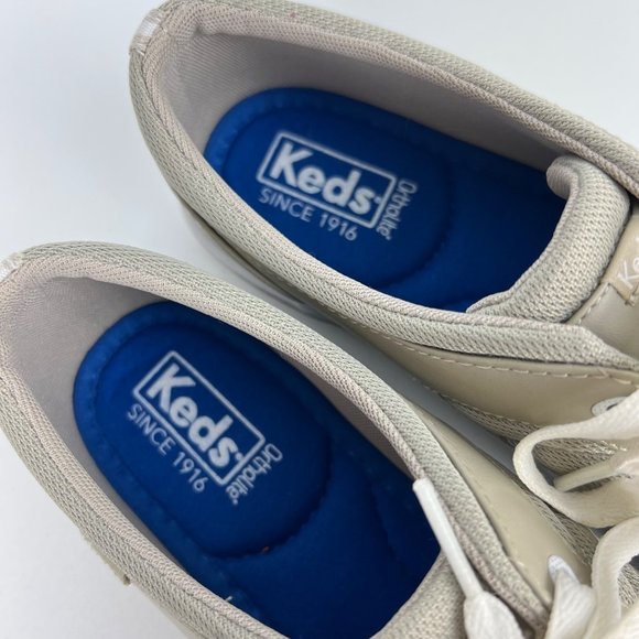 Keds Prestige Womens Sneaker OrthoLite Stone Tan Leather Lace Up Shoes size 9 - Picture 13 of 16